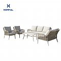 Wholesale All-weather Rope Woven Sofa Set with Outdoor Aluminum Frame Coffee Table - 11C12D