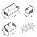 Wholesale All-weather Rope Woven Sofa Set with Outdoor Aluminum Frame Coffee Table - 11C12D
