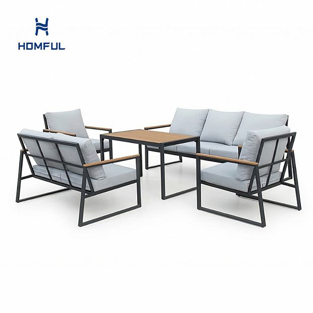 Wholesale Modern Outdoor Garden Compact Design Sofa Set, 5-piece Steel Frame Seating Set