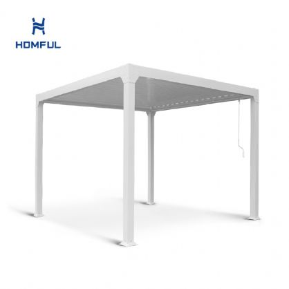 Pérgola impermeable con persianas
