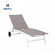 Verstellbarer Liegestuhl aus Aluminium und Textilene mit Rollen - 11D14E