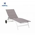 Verstellbarer Liegestuhl aus Aluminium und Textilene mit Rollen - 11D14E