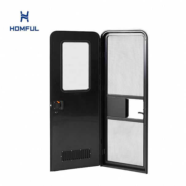 Puerta de entrada para autocaravana con mosquitera y cerradura