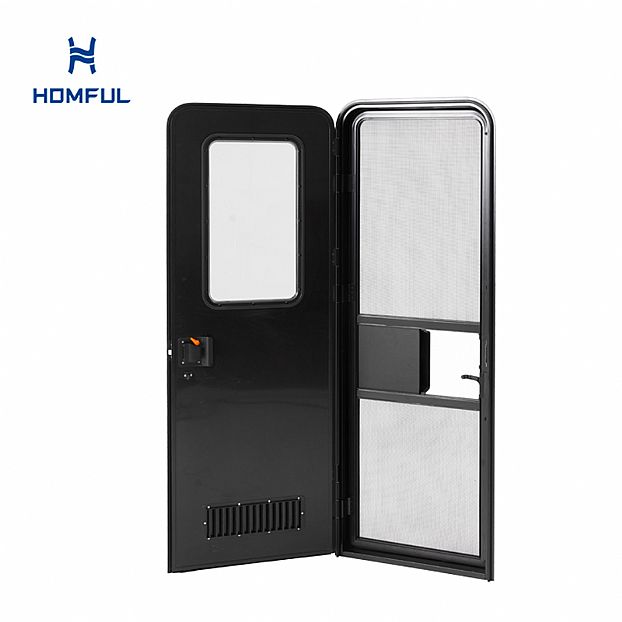Puerta de entrada para autocaravana con mosquitera y cerradura