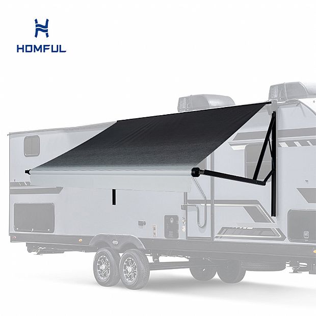 Electric Camper Awning for RV Trailer Caravan with Remote Control and PVC Mesh Cloth