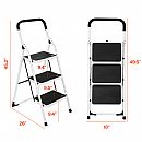 3-Step Foldable Aluminum RV Ladder with Wide Anti-Slip Pedals - 80F13D