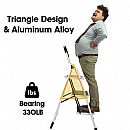 3-Step Foldable Aluminum RV Ladder with Wide Anti-Slip Pedals - 80F13D