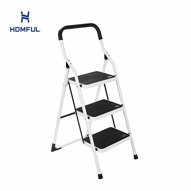 3-Step Foldable Aluminum RV Ladder with Wide Anti-Slip Pedals
