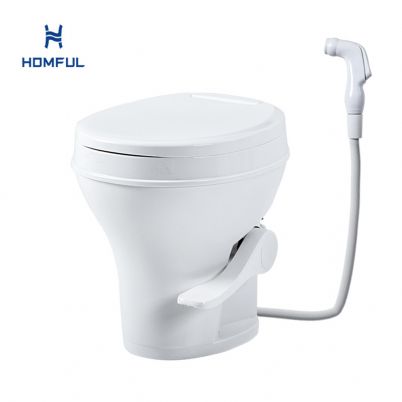 Straight Flush RV Toilet with Water Gun