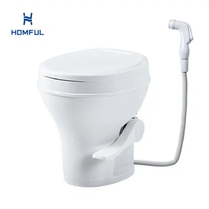 Straight Flush RV Toilet with Water Gun