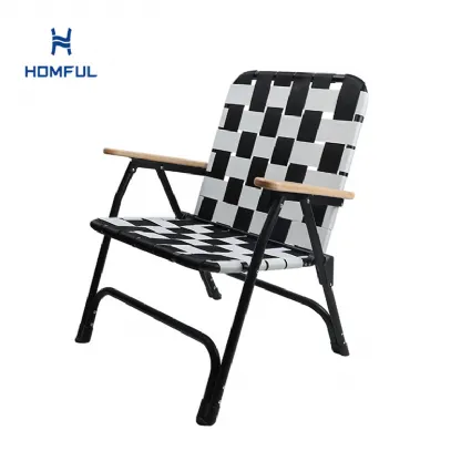 Silla plegable con correa de nailon y reposabrazos