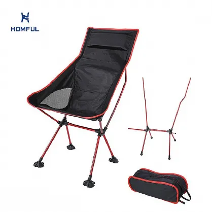 Silla de camping plegable portátil con respaldo alto