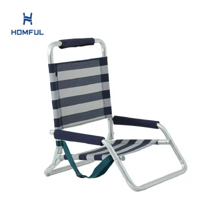 Silla de playa plegable portátil de perfil bajo con correa...