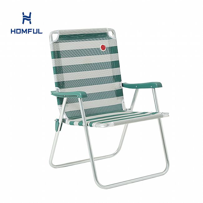 Silla de playa plegable portátil de aluminio con respaldo alto
