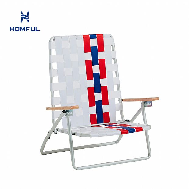 Silla de playa con correas ajustables en 4 posiciones y brazos de madera