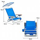 Silla de playa plegable reclinable en 5 posiciones con toldo protector contra los rayos UV - 60C27G