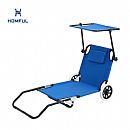 Silla de playa plegable con ruedas y sombrilla 2 en 1 - 60C27H