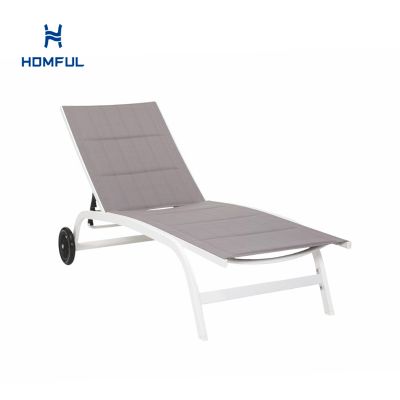 Aluminum Textilene Adjustable Lounge Chair with Wheels