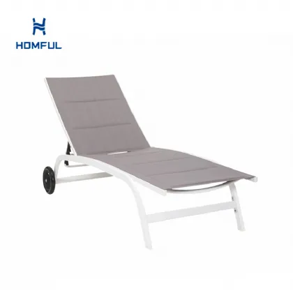 Aluminum Textilene Adjustable Lounge Chair with Wheels