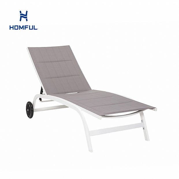 Aluminum Textilene Adjustable Lounge Chair with Wheels
