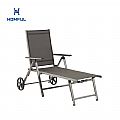 Aluminum Textilene Lounge Chair with Wheels and Pillow - 11D14K