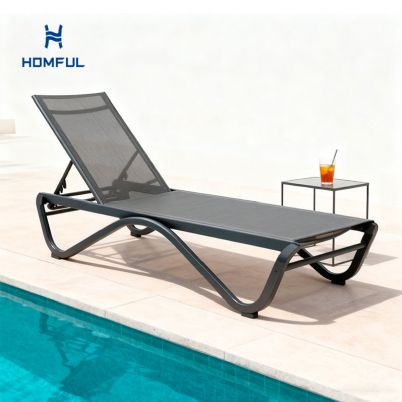 Outdoor Sun Lounger with W-Shaped Aluminum Base