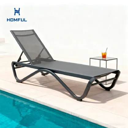 Outdoor Sun Lounger with W-Shaped Aluminum Base