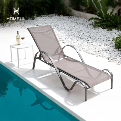 Outdoor Sun Lounger with Curved Armrests