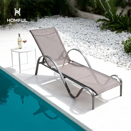 Outdoor Sun Lounger with Curved Armrests