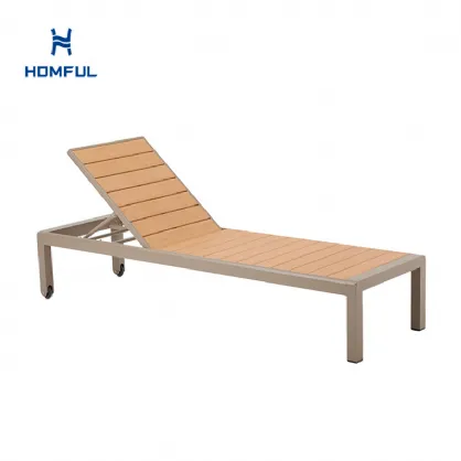 Sillón ajustable de aluminio, plástico y madera con ruedas