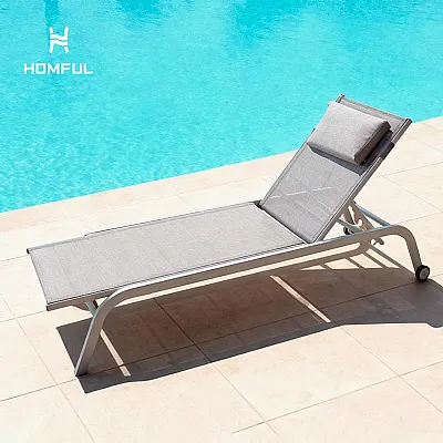 Tumbona de aluminio con asiento de malla transpirable