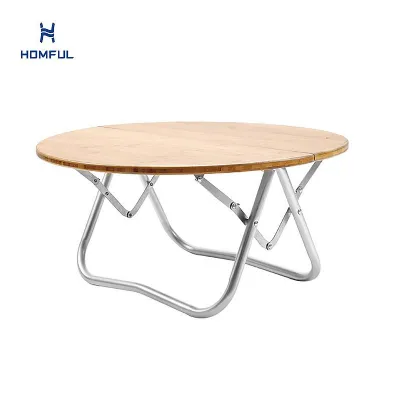 Camping Folding Round Bamboo Wood Table