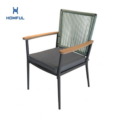 실외용 알루미늄 합금 프레임 식탁 의자 (5cm 두께 시트 쿠션 포함)