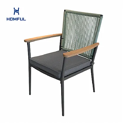 실외용 알루미늄 합금 프레임 식탁 의자 (5cm 두께 시트 쿠션 포함)