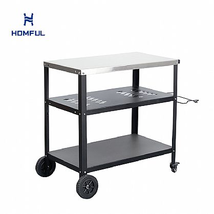 세미 메시 디자인의 철제 야외 주방