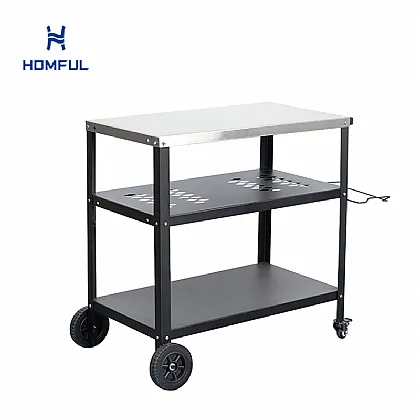 세미 메시 디자인의 철제 야외 주방